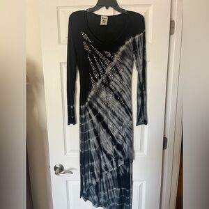 Vocal Studded Tie-Dye Asymmetrical High/Low Dress / Tunic Grunge Y2K– Size Small